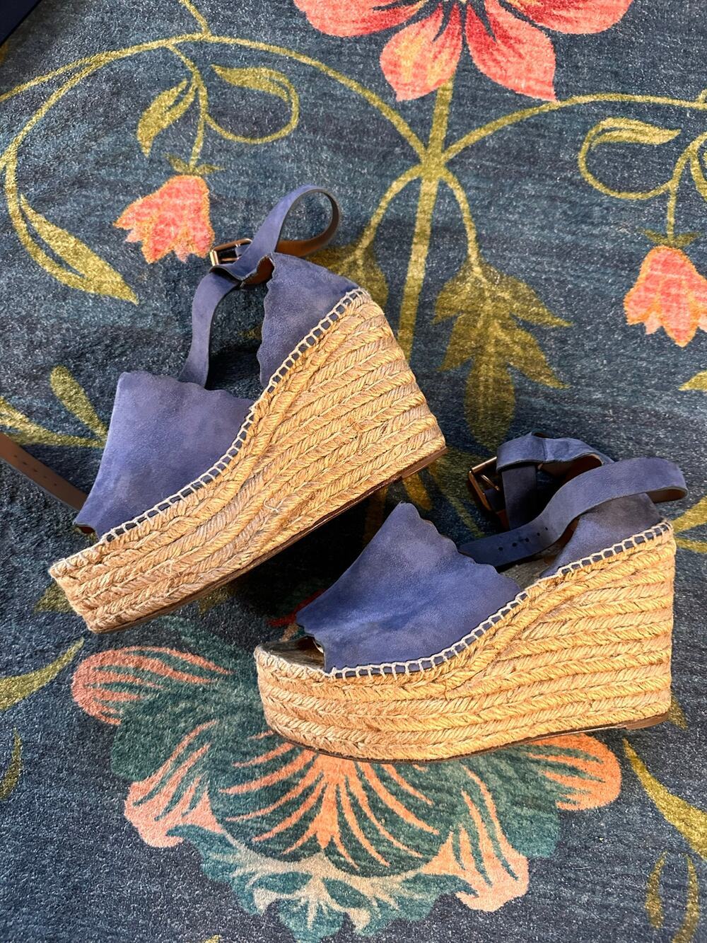 Chloe Lauren Platform Espadrille Wedge Sandals Size 38